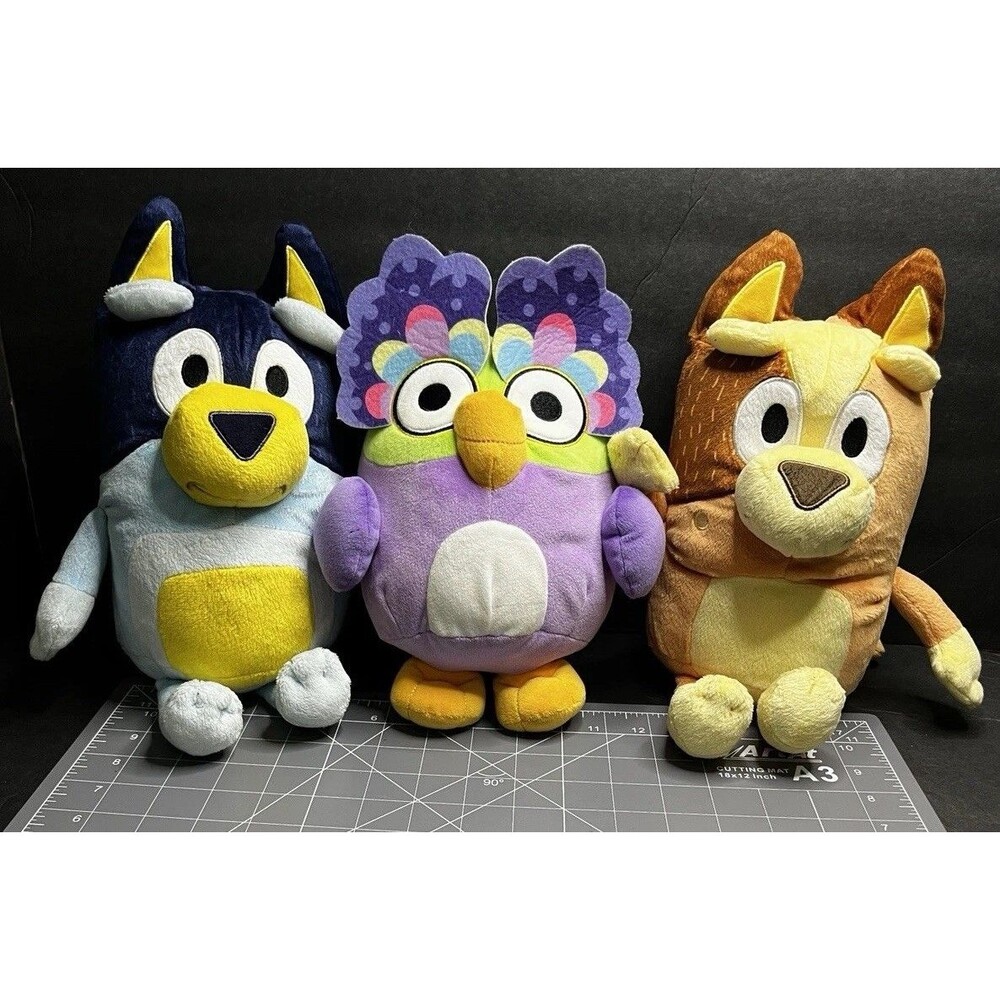 CHATTERMAX , Bluey and Bingo Set Of 3 Dogs/Owl Talking Plush Stuffed Toys